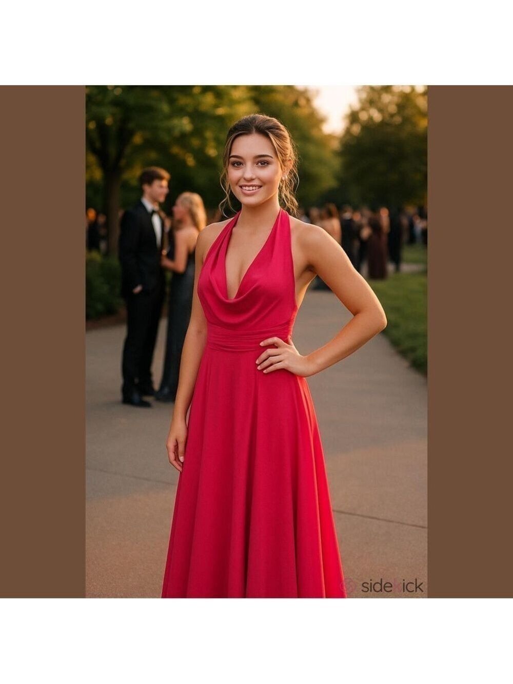 Colour by Kenneth Winston Hot Pink Chiffon Halter Maxi Gown L/XL Vibrant prom